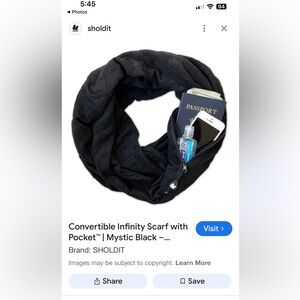 Sholdit Black Infinity Scarf with Pocket
